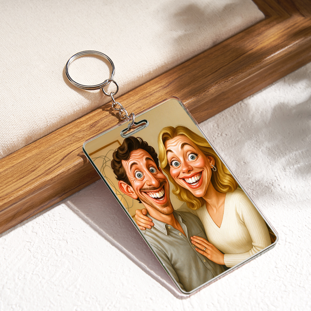 Portachiavi Personalizzato Con Caricatura Divertente: Trasforma La Tua Foto In Un Regalo Artistico Esilarante. - GiftlabIT