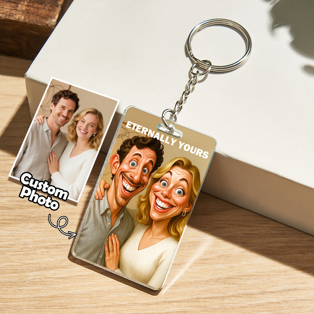 Portachiavi Personalizzato Con Caricatura Divertente: Trasforma La Tua Foto In Un Regalo Artistico Esilarante. - GiftlabIT