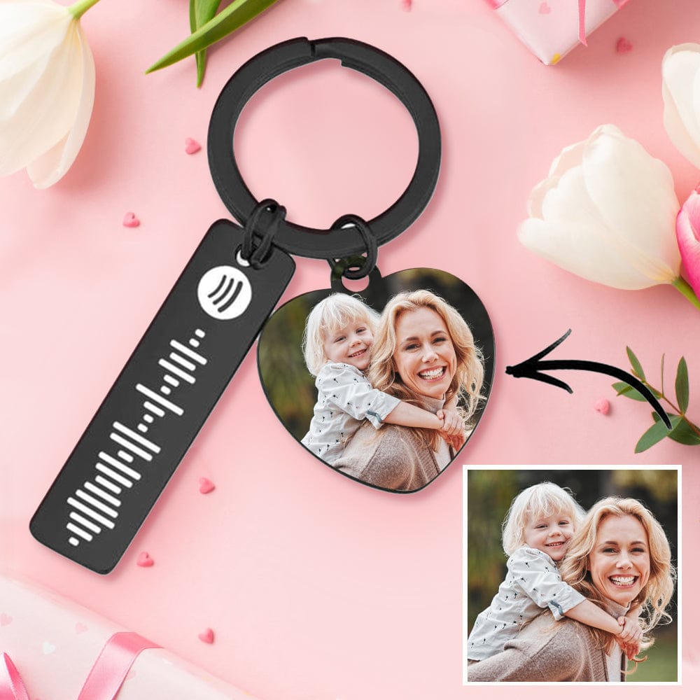 Portachiavi Spotify Personalizzato Con Foto E Codice Musicale A Forma Di Cuore, Ideale Per Coppie, Regalo Perfetto Per La Mamma. - GiftlabIT