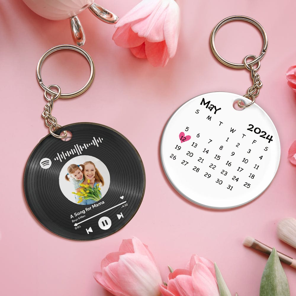 Portachiavi Scansionabile Regalo Per La Festa Della Mamma, Portachiavi Con Calendario Musicale Personalizzato, Portachiavi Con Codice Spotify - GiftlabIT