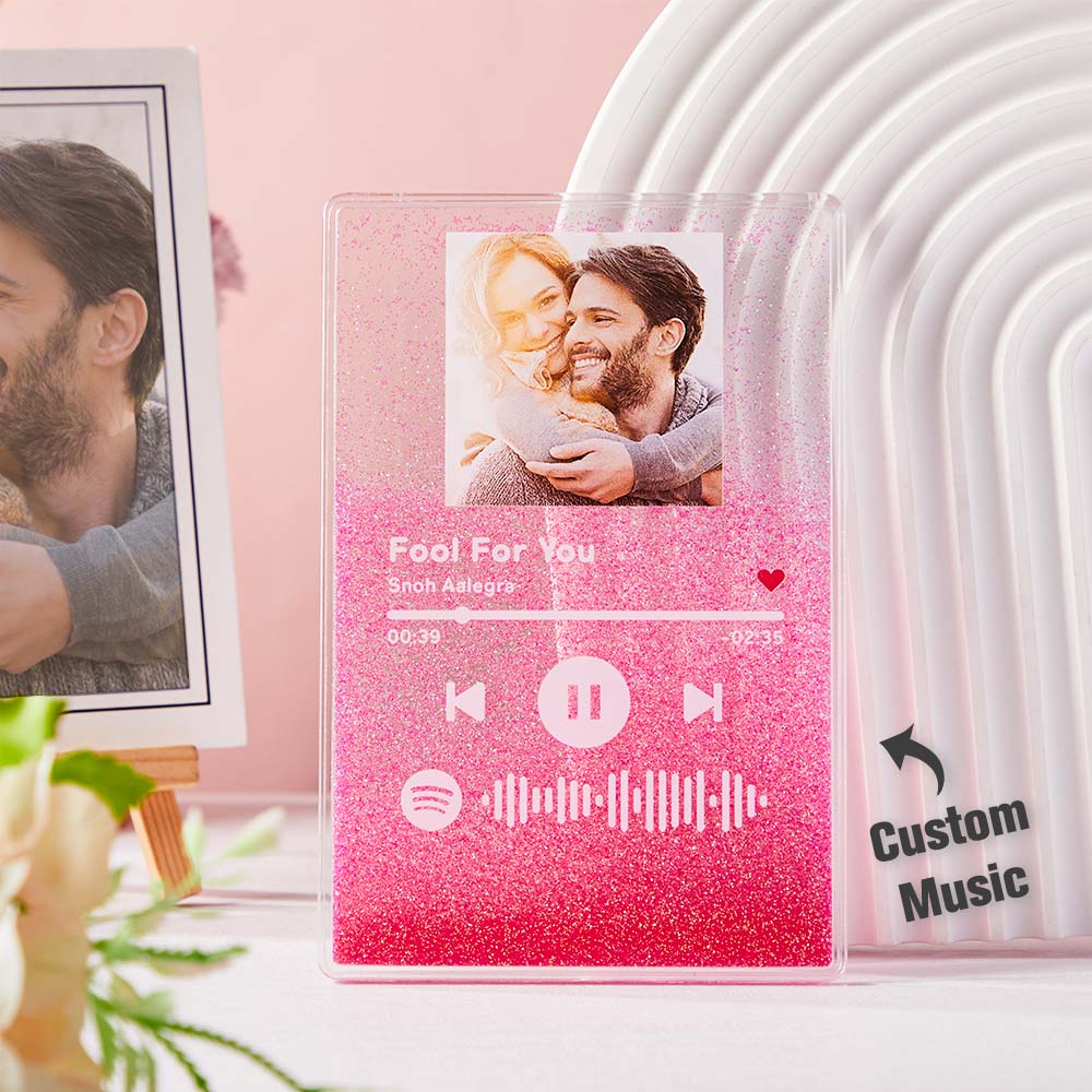 Portachiavi Con Targhetta A Forma Di Sabbia Mobile E Codice Spotify Scansionabile, Lampada In Acrilico Con Musica E Foto, Regali Per Lei - GiftlabIT