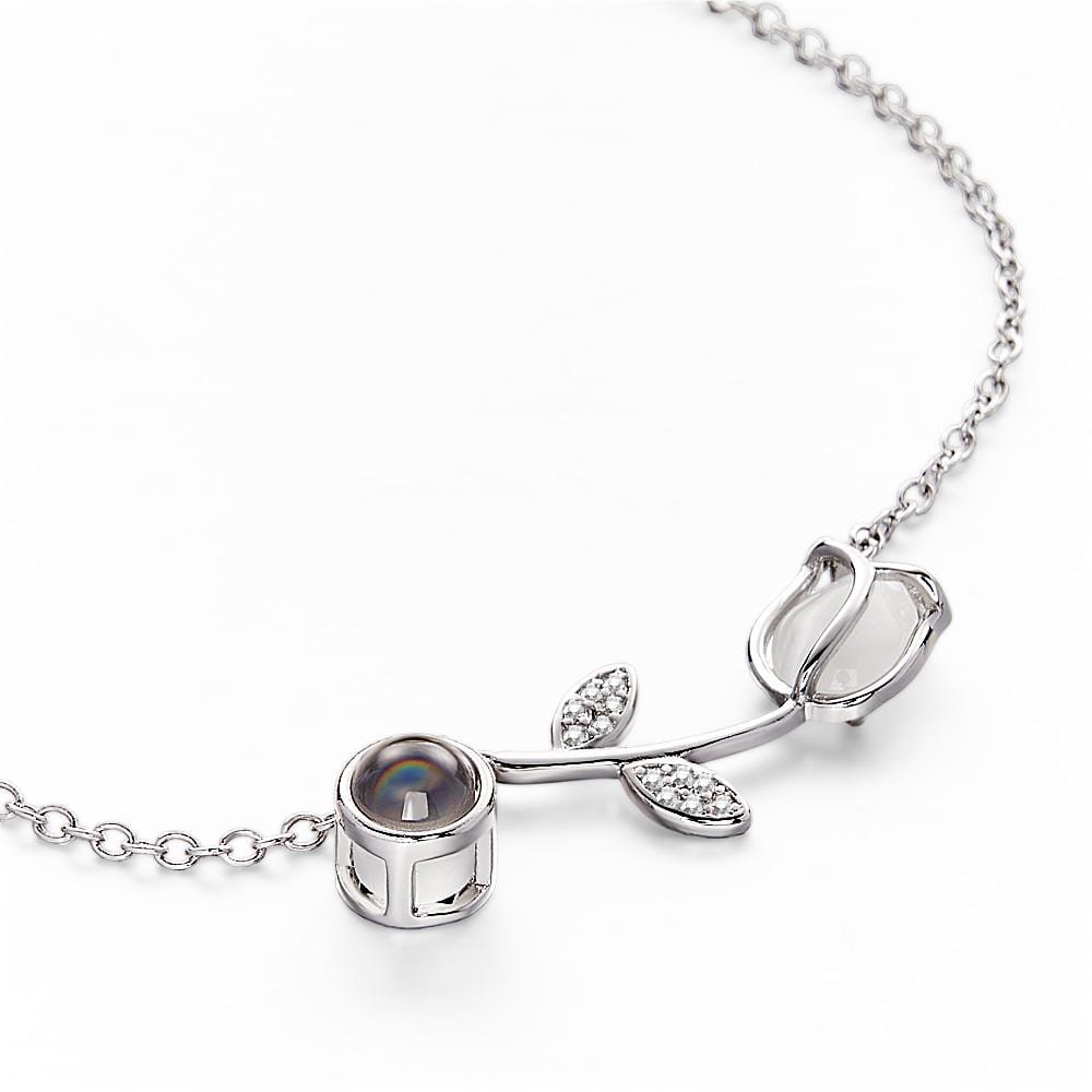 Braccialetto Con Proiezione Fotografica Di Tulipani, Braccialetto Personalizzato Con Foto E Fiori, Gioiello Minimalista In Memoria Di Animali Domestici. - GiftlabIT