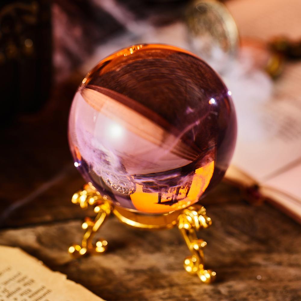 Sfera Di Cristallo Rosa Con Supporto, Sfera Di Cristallo Rosa Per Divinazione, Pietra Curativa Per La Decorazione Della Casa - GiftlabIT