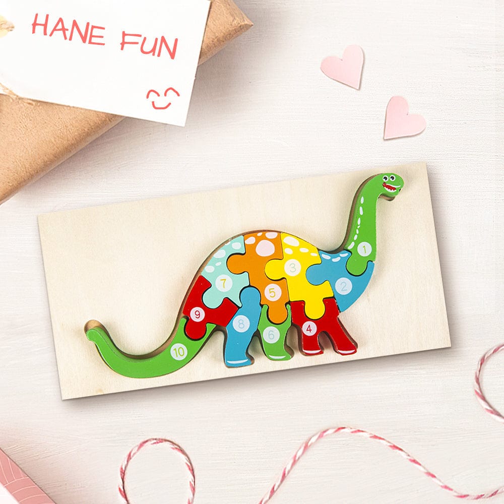 Puzzle 3d In Legno Con Dinosauri E Blocchi Numerici, Giocattolo Educativo Montessori Per Bambini Piccoli. - GiftlabIT