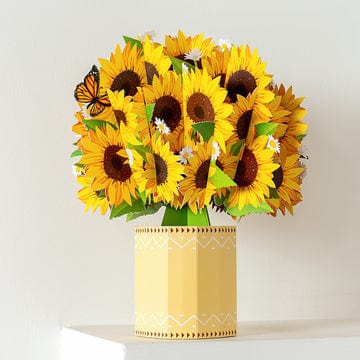 Biglietto Pop-up Per La Festa Della Mamma Con Bouquet Di Girasoli In Carta - GiftlabIT