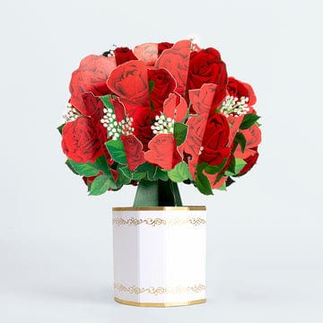 Bouquet Di Rose Rosse, Biglietto Pop-up Con Fiori, Regalo Per Coppie - GiftlabIT