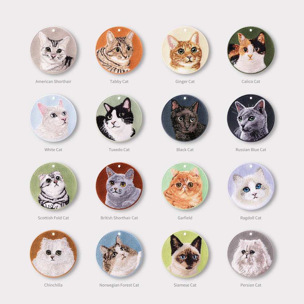 Portachiavi Con Gatto Ricamato, Design Realistico Di Razza Felina, Portachiavi Con Animale Carino Per Gli Amanti Dei Gatti - GiftlabIT