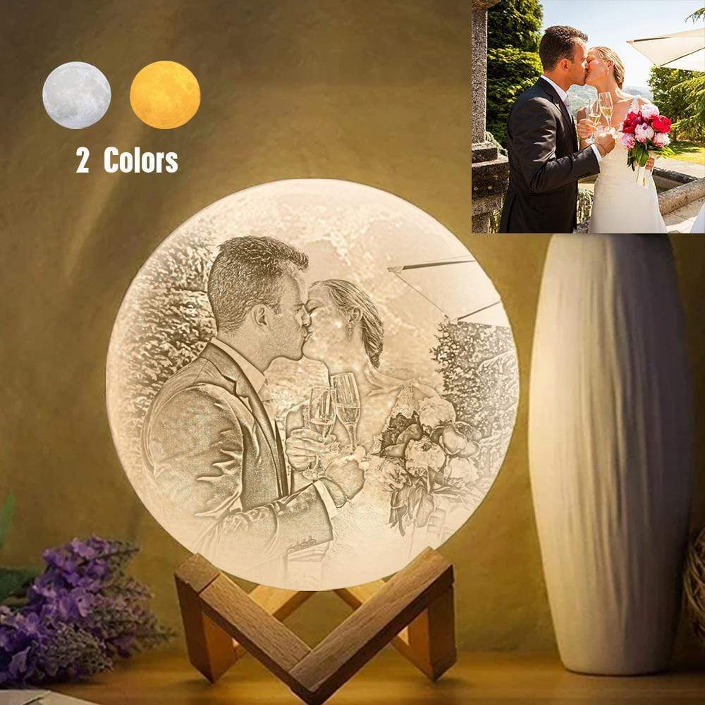 Lampada A Forma Di Luna, Regalo Per Anniversario Di Matrimonio - Due Colori A Sfioramento - GiftlabIT