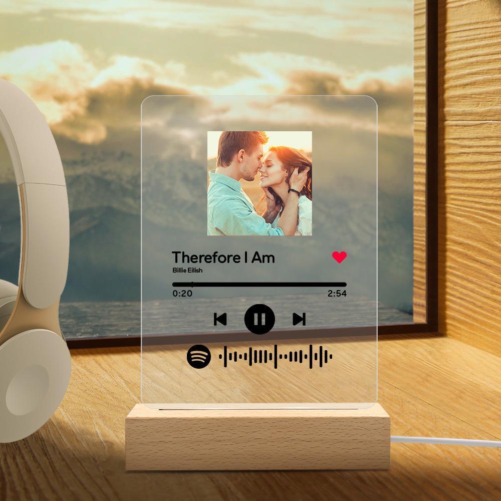 Lampada Notturna Spotify In Vetro Con Foto, Regalo Personalizzato Per San Valentino Per Coppie. - GiftlabIT