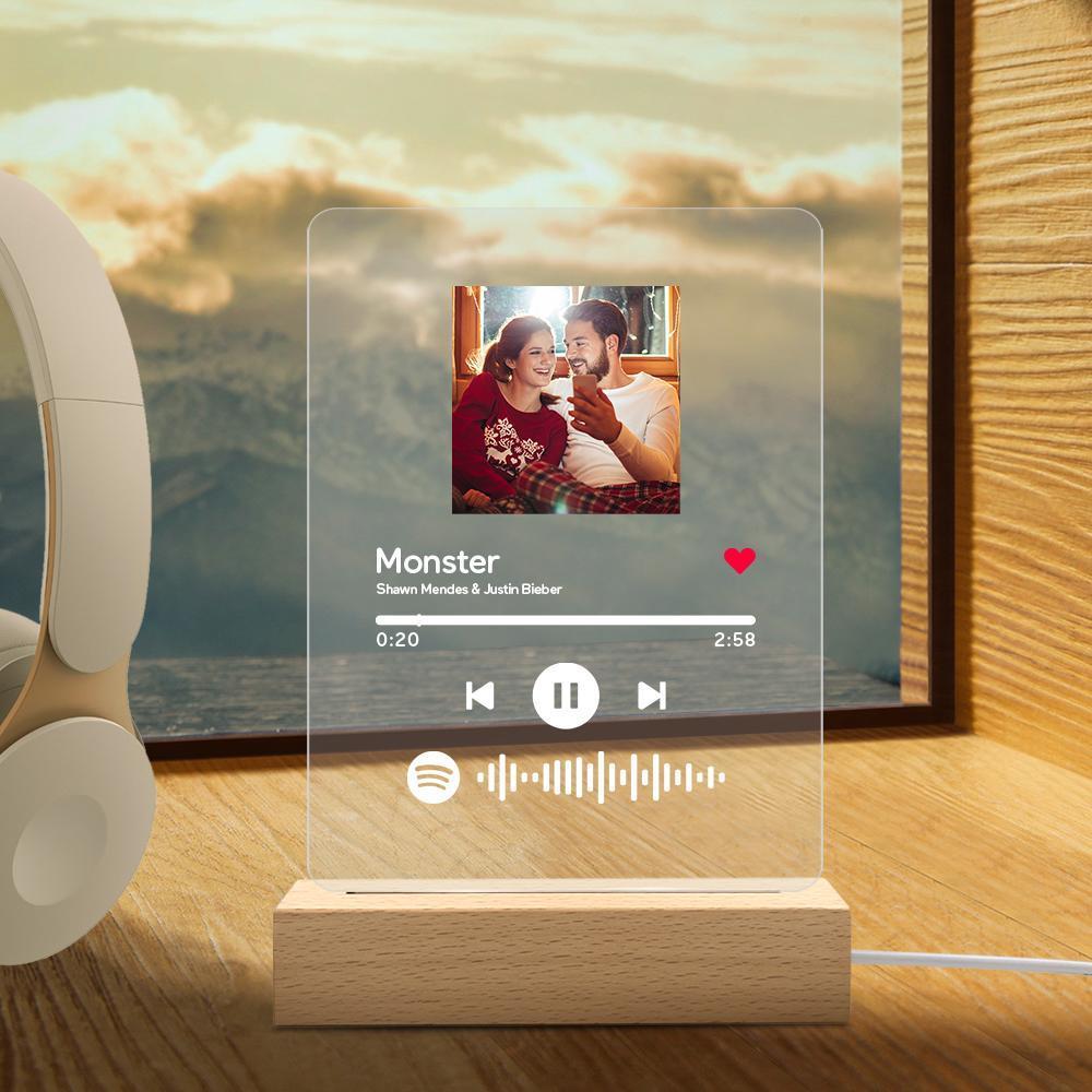 Lampada Da Notte Con Targa Spotify E Supporto, Regalo Personalizzato Per Anniversario E San Valentino. - GiftlabIT