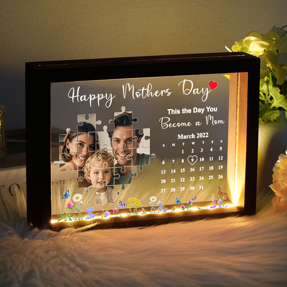 Il Giorno In Cui Sei Diventata Mamma - Luce Notturna Personalizzata - Cornice Luminosa Personalizzata Per Celebrare La Prima Luce Della Maternità E L'eterno Legame D'amore - Regalo Per La Festa Della Mamma - GiftlabIT