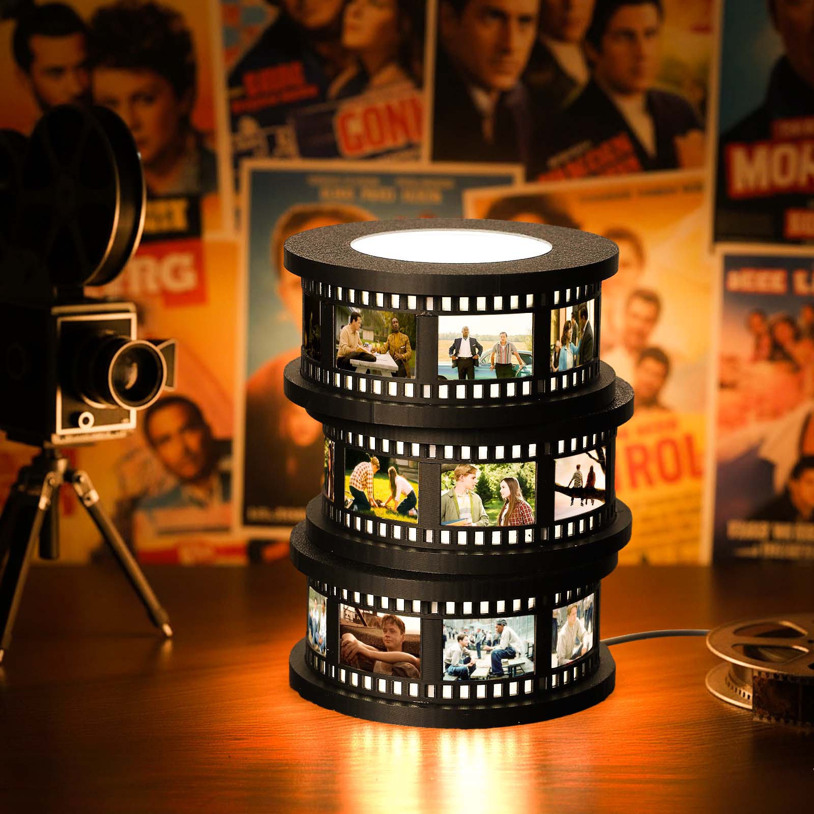 Striscia Luminosa Personalizzata Con Le Tue Foto Preferite Del Film, Lampada Vintage A Forma Di Bobina Di Pellicola. - GiftlabIT