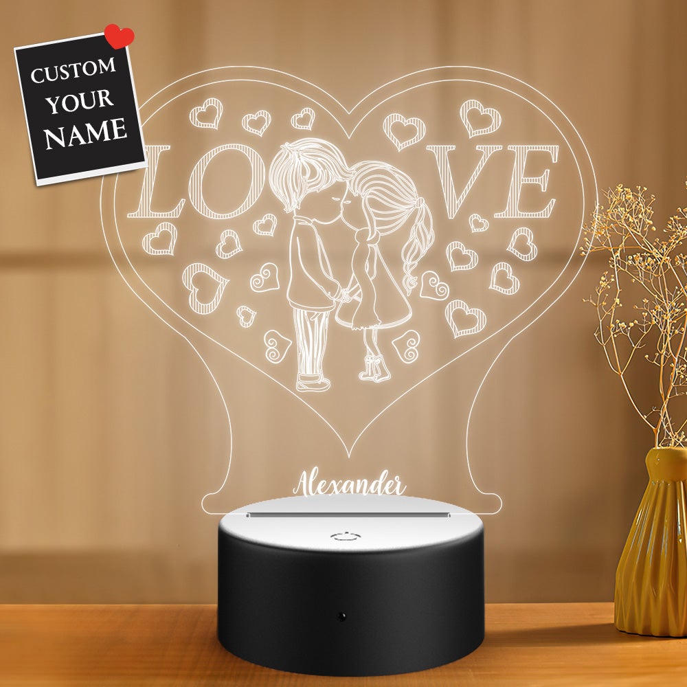 Luce Notturna Di San Valentino Con Nome, Regalo Di San Valentino Per Lei, Dolce Metà. - GiftlabIT