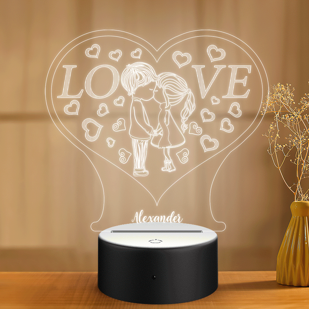 Luce Notturna Di San Valentino Con Nome, Regalo Di San Valentino Per Lei, Dolce Metà. - GiftlabIT