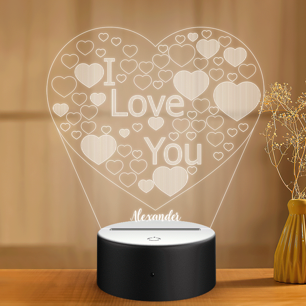 Luce Notturna Di San Valentino Con Nome Da Regalare Al Fidanzato, A Forma Di Cuore - GiftlabIT
