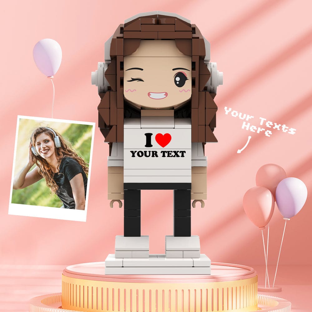 Regali Di San Valentino: Personaggi In Mattoncini Personalizzati, Personaggi In Mattoncini Con Testo Personalizzato, Personaggi In Mattoncini Con La Scritta 'i Love Xxx'. - GiftlabIT