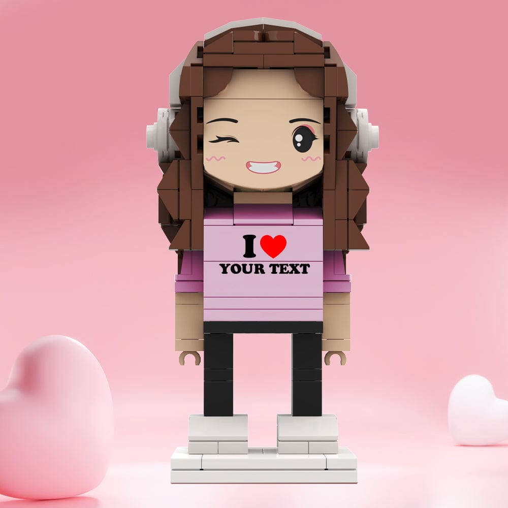 Regali Di San Valentino: Personaggi In Mattoncini Personalizzati, Personaggi In Mattoncini Con Testo Personalizzato, Personaggi In Mattoncini Con La Scritta 'i Love Xxx'. - GiftlabIT