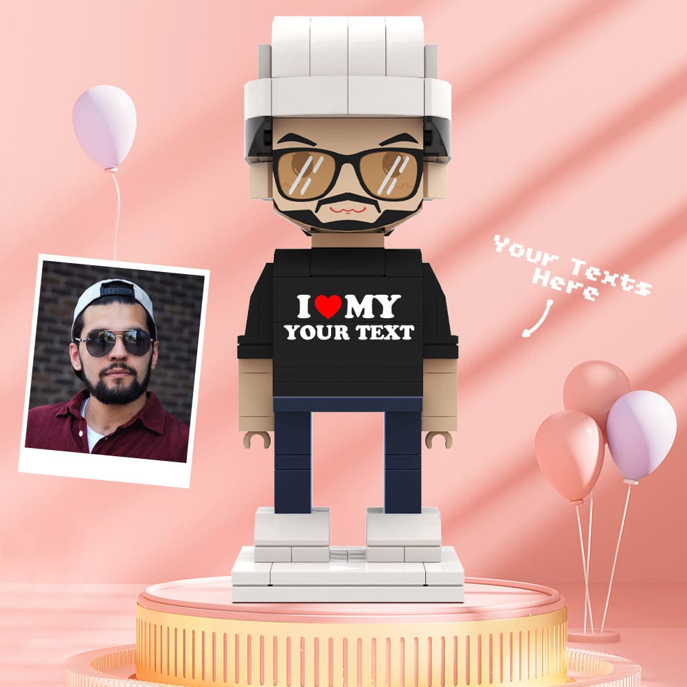 Regali Di San Valentino: Personaggi In Mattoncini Personalizzati, Personaggi In Mattoncini Con Testo Personalizzato, Personaggi In Mattoncini Con La Scritta 'i Love My Xxx' - GiftlabIT