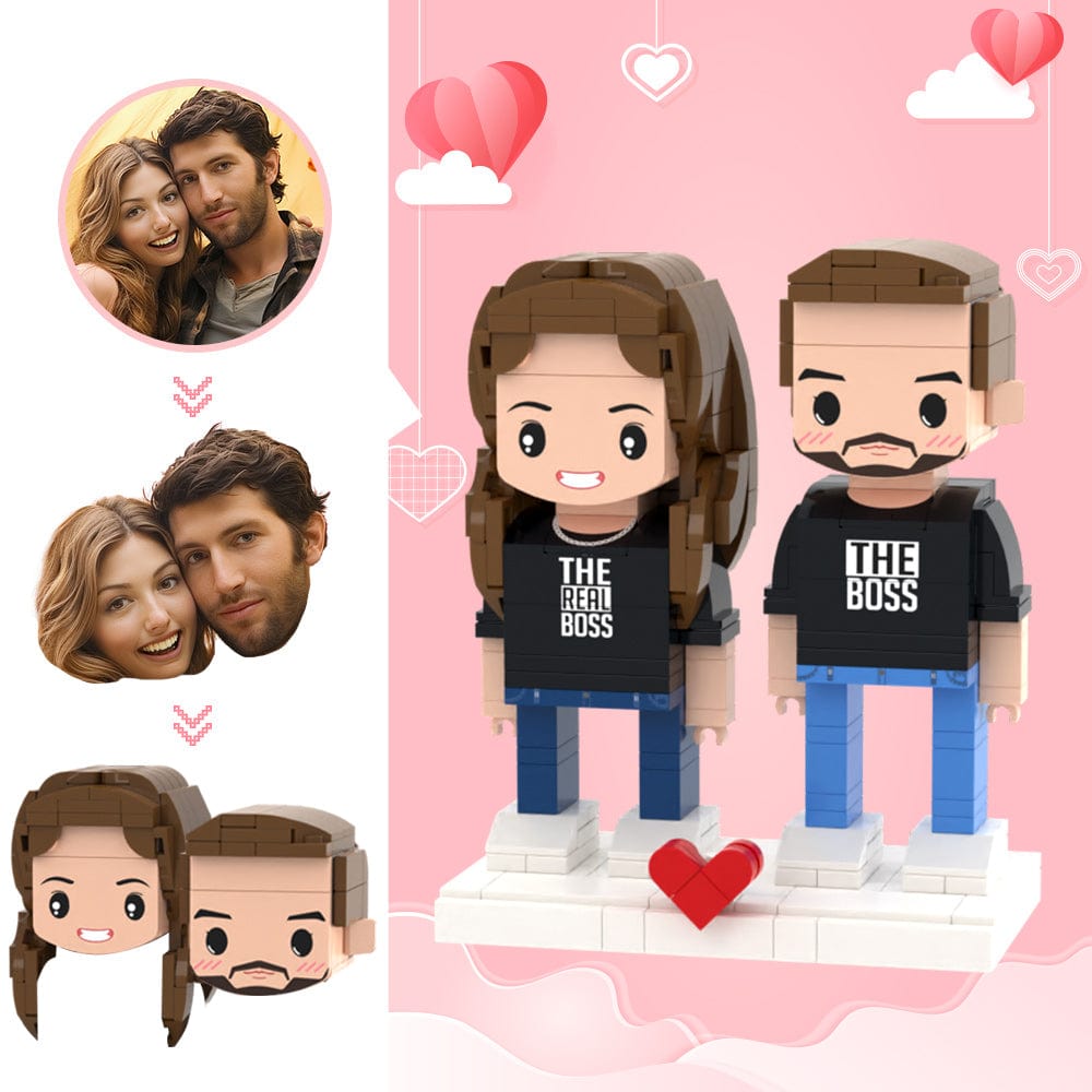 Regali Di San Valentino Testa Personalizzata 2 Persone Simpatiche Figure In Mattoncini La Moglie È Il Vero Capo Figure In Mattoncini - GiftlabIT