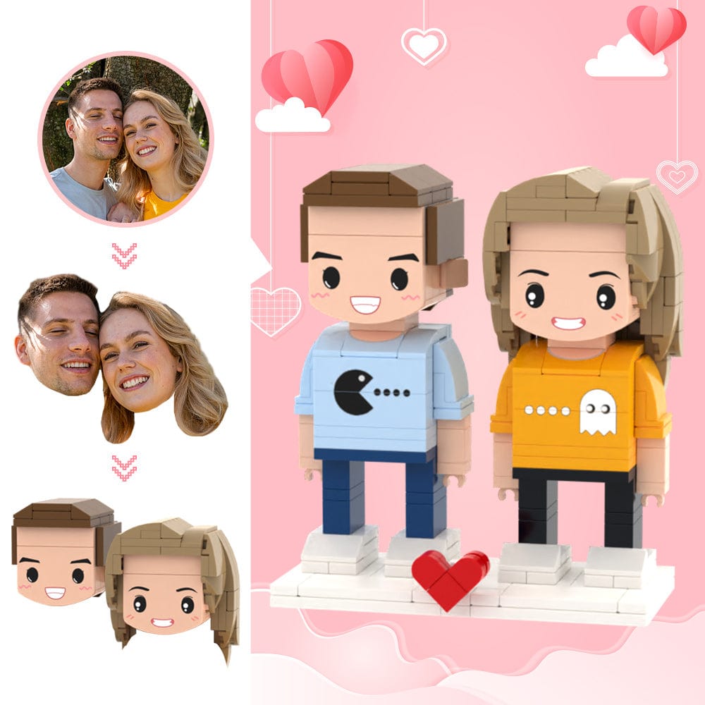 Regali Di San Valentino Testa Personalizzata 2 Persone Simpatiche Figure In Mattoncini Pac-man Figure In Mattoncini - GiftlabIT