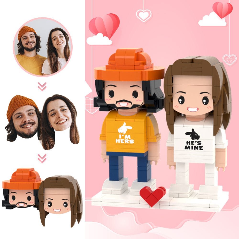Regali Di San Valentino Testa Personalizzata 2 Persone Simpatiche Statuine In Mattoncini Statuine In Mattoncini Per Coppie - GiftlabIT