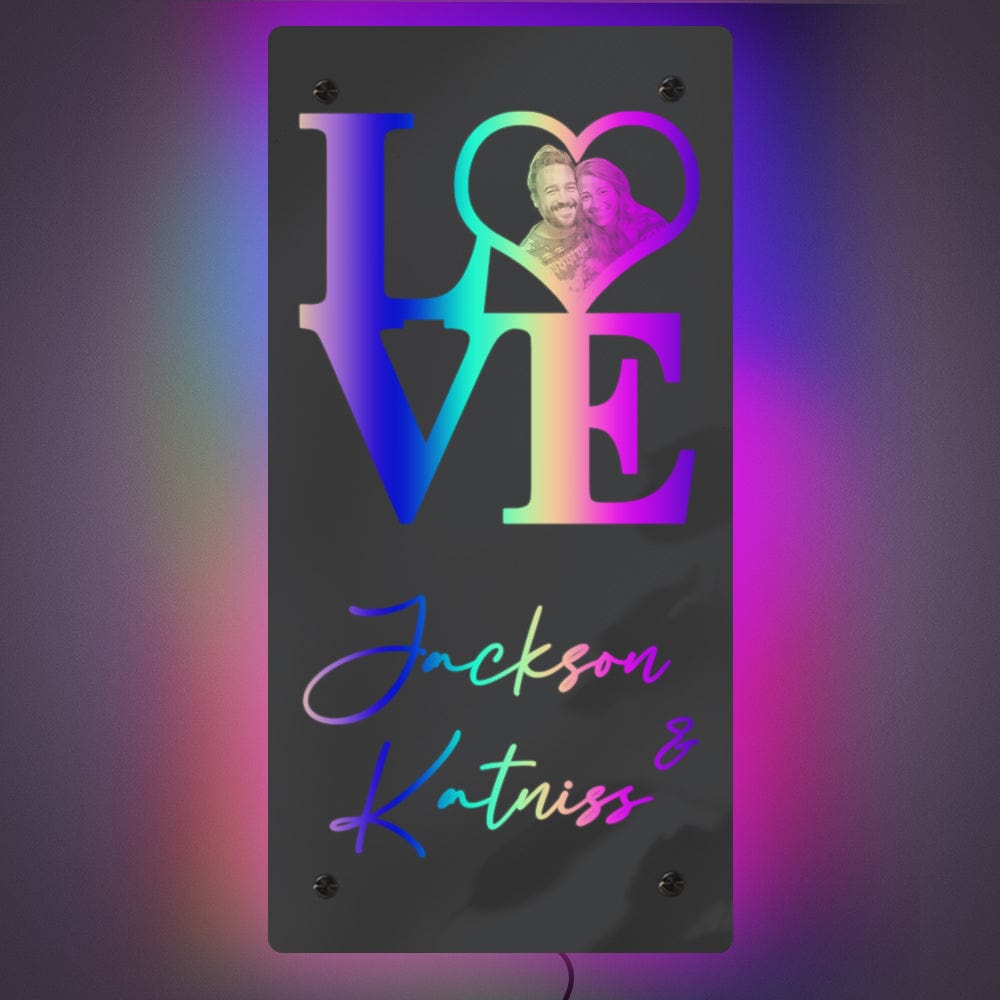 Specchio Con Luce A Forma Di Cuore Personalizzato Con Nome E Foto, Regalo Per Coppie - GiftlabIT