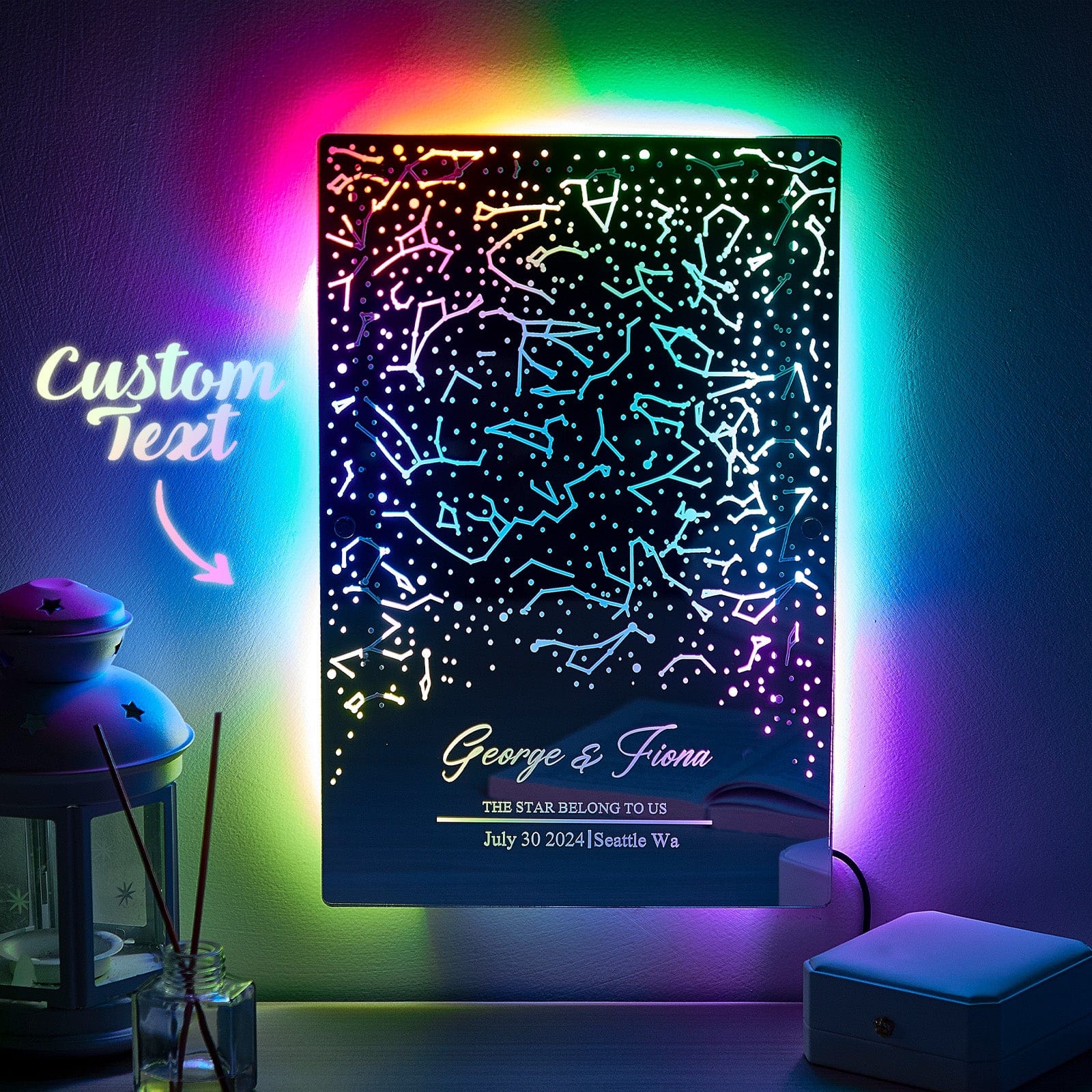 Specchio A Led Personalizzato Con Mappa Stellare Delle Costellazioni, Luce Notturna - Regalo Di Natale Personalizzato - GiftlabIT