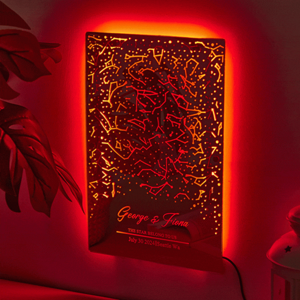 Specchio A Led Personalizzato Con Mappa Stellare Delle Costellazioni, Luce Notturna - Regalo Di Natale Personalizzato - GiftlabIT