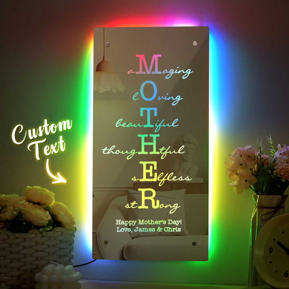 Specchio Personalizzato Per Mamma/nonna, Con Incisione Personalizzata, Regalo Per La Festa Della Mamma. - GiftlabIT