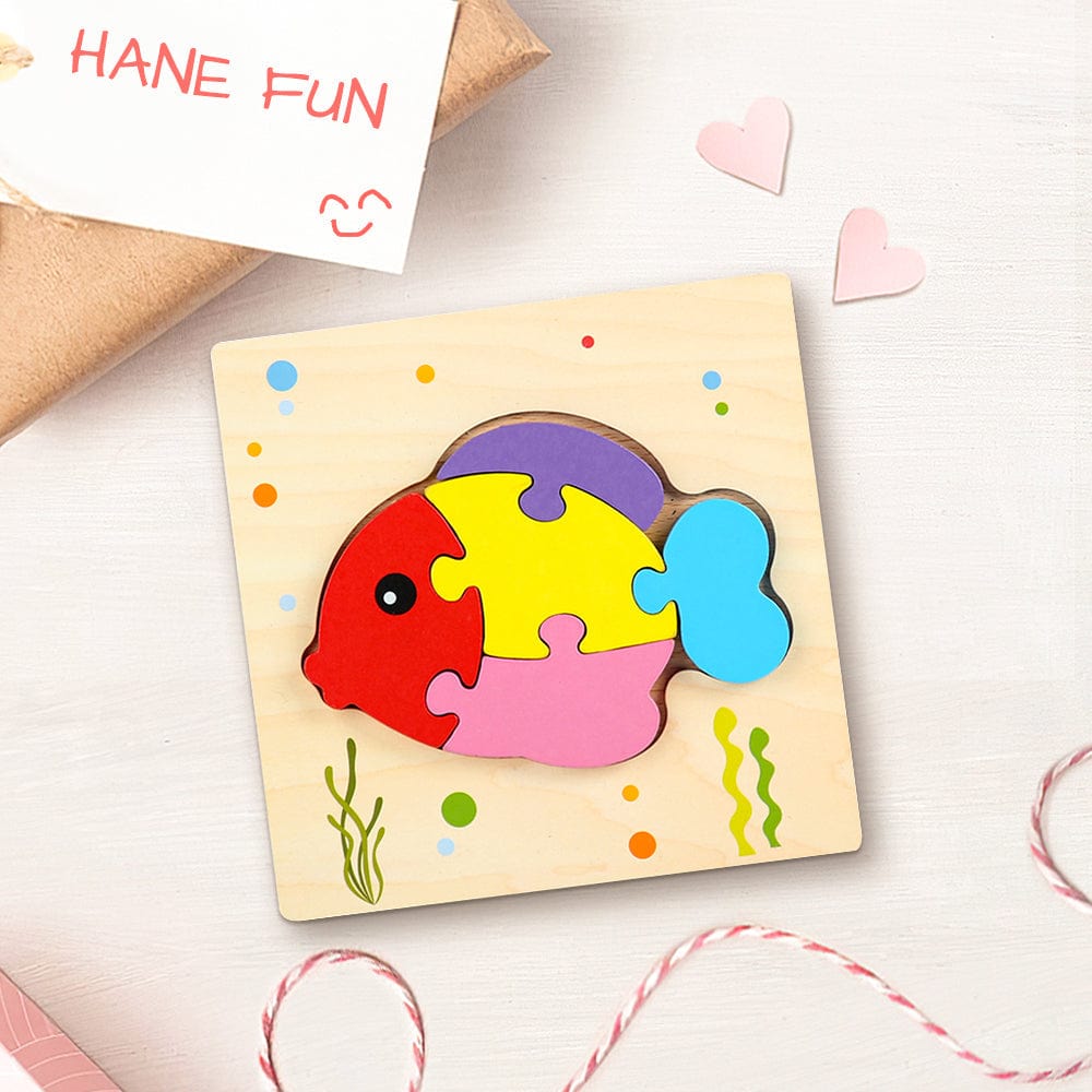 Puzzle 3d In Legno A Forma Di Pesce, Giocattolo Educativo Montessori Per Bambini Piccoli. - GiftlabIT