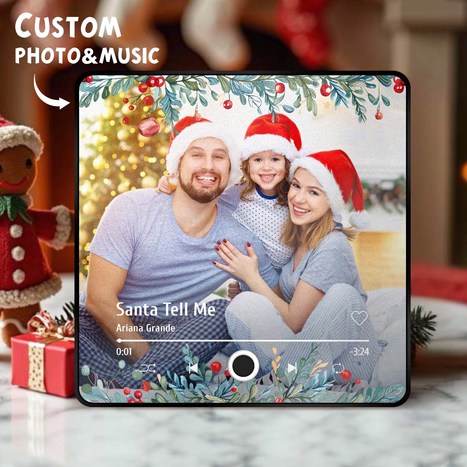 Magnete Da Frigo Musicale Natalizio Personalizzato Con Foto Di Famiglia. I Magneti Musicali Possono Riprodurre Canzoni. Regalo Di Natale. - GiftlabIT