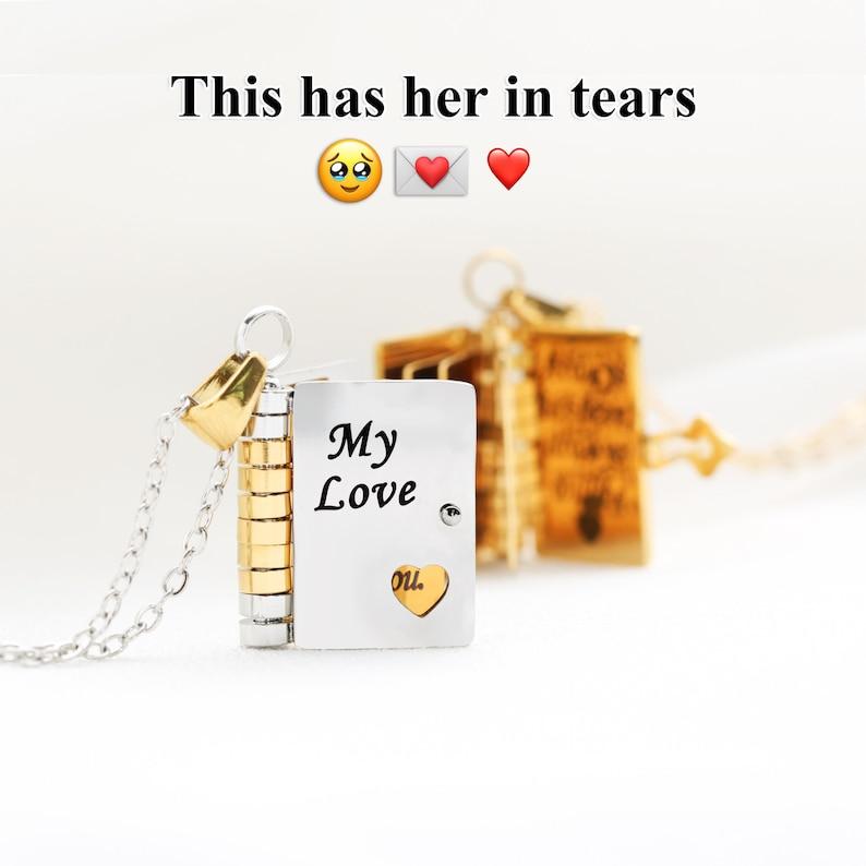 Collana Personalizzata 'my Love Book' - Ciondolo Romantico Con Medaglione E Messaggi D'amore All'interno, Catena Regolabile, Regalo Perfetto Per Lei, San Valentino O Compleanno. - GiftlabIT