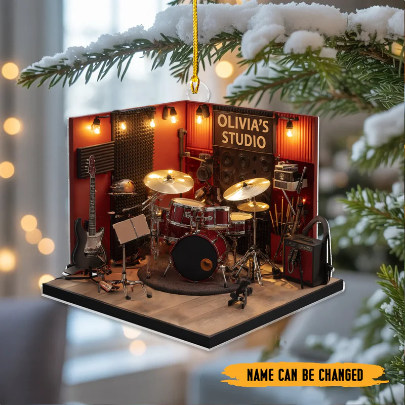 Decorazione Natalizia Personalizzata In Acrilico 2d Per Studio Di Batteria – Regalo Di Natale Personalizzato Per Batteristi E Musicisti - GiftlabIT