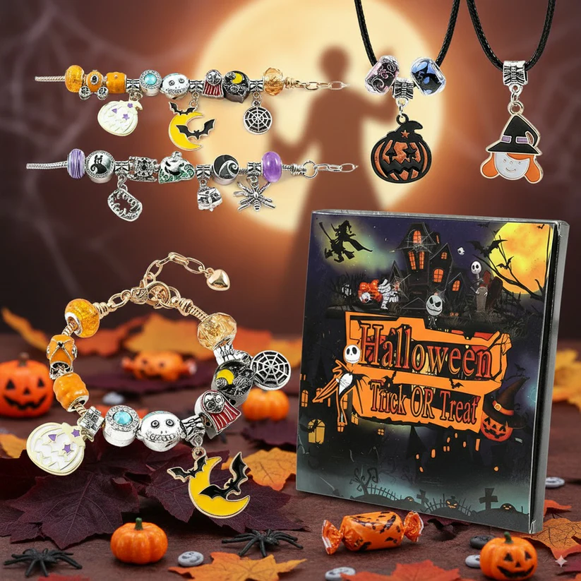 Scatola A Sorpresa Dell'avvento Di Halloween Con Ciondoli Fai Da Te, Perline, Braccialetti E Pendenti - GiftlabIT