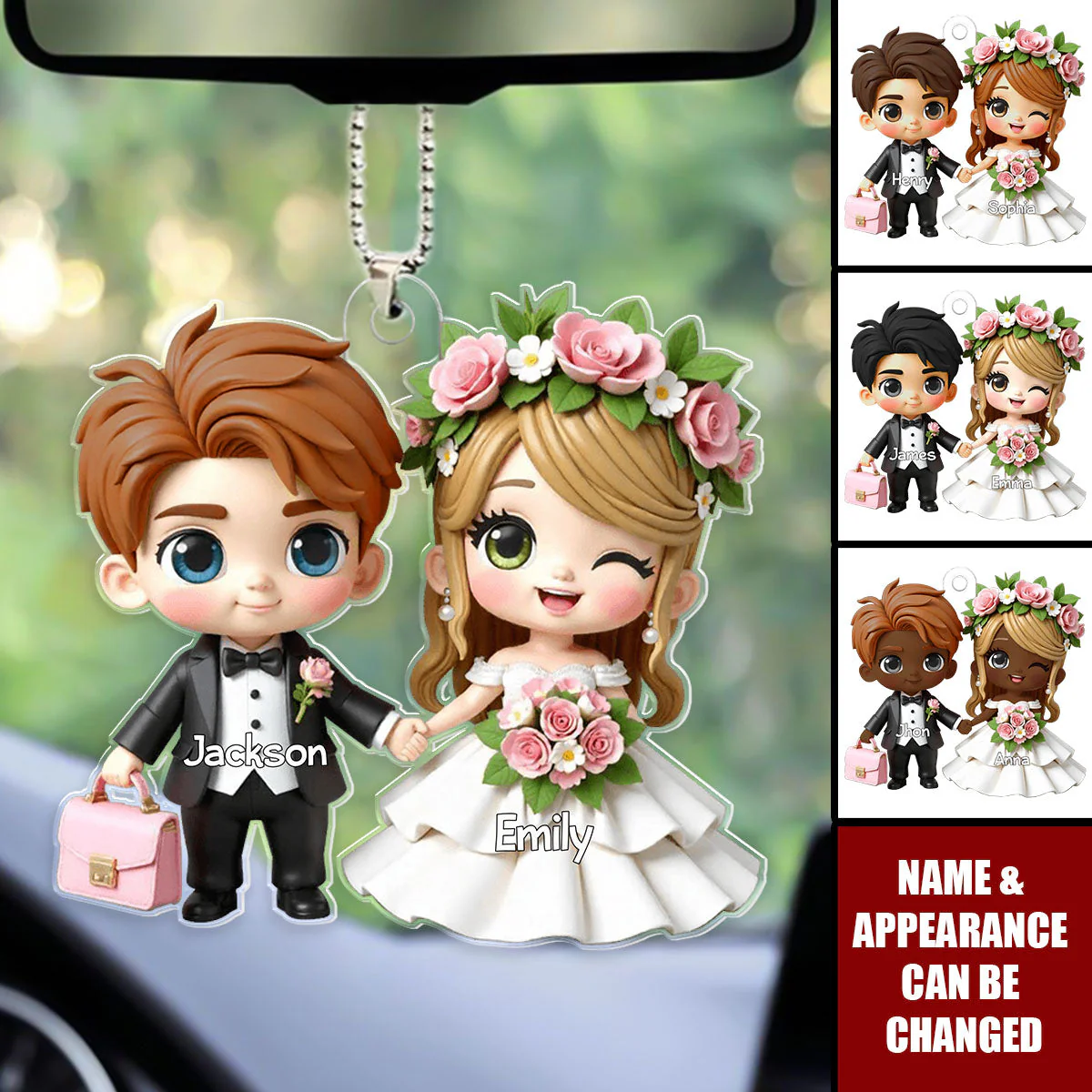 Decorazione Personalizzata In Acrilico Con Coppia Di Sposi In Stile Cartone Animato, Regalo Per Lui, Regalo Per Lei - GiftlabIT