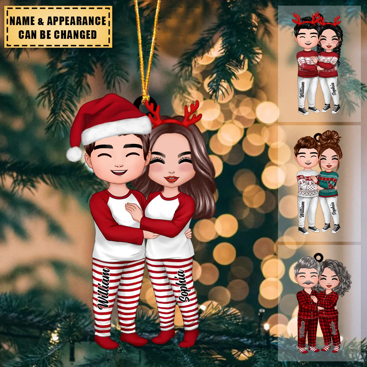 Coppia Di Bambole In Piedi Abbracciata - Ornamento Personalizzato - GiftlabIT