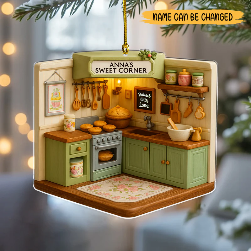 Decorazione Natalizia Personalizzata In Acrilico A Tema 'accogliente Angolo Cottura' - Stampa Piatta 2d Personalizzata Per La Cucina. - GiftlabIT