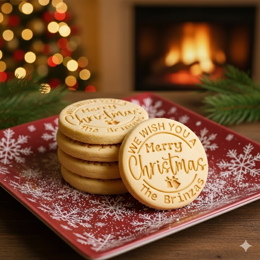 Timbro Personalizzato Per Biscotti 'buon Natale' Per Le Vacanze In Famiglia, Timbro Acrilico Per Biscotti - GiftlabIT