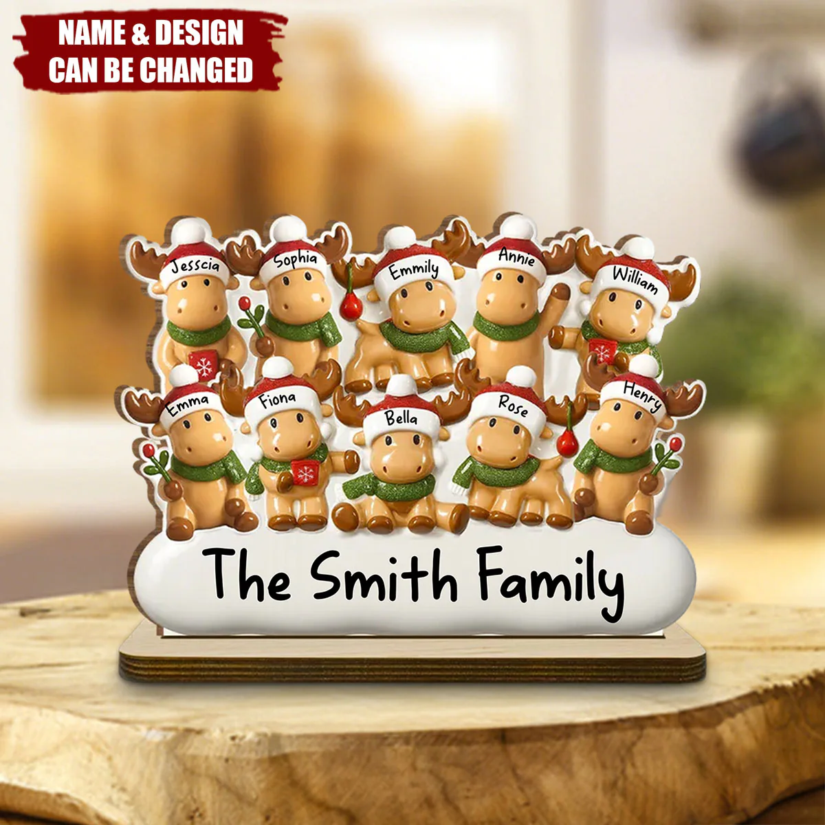 Carina Famiglia - Targa In Legno Personalizzata A 2 Strati Con Base Piatta - GiftlabIT