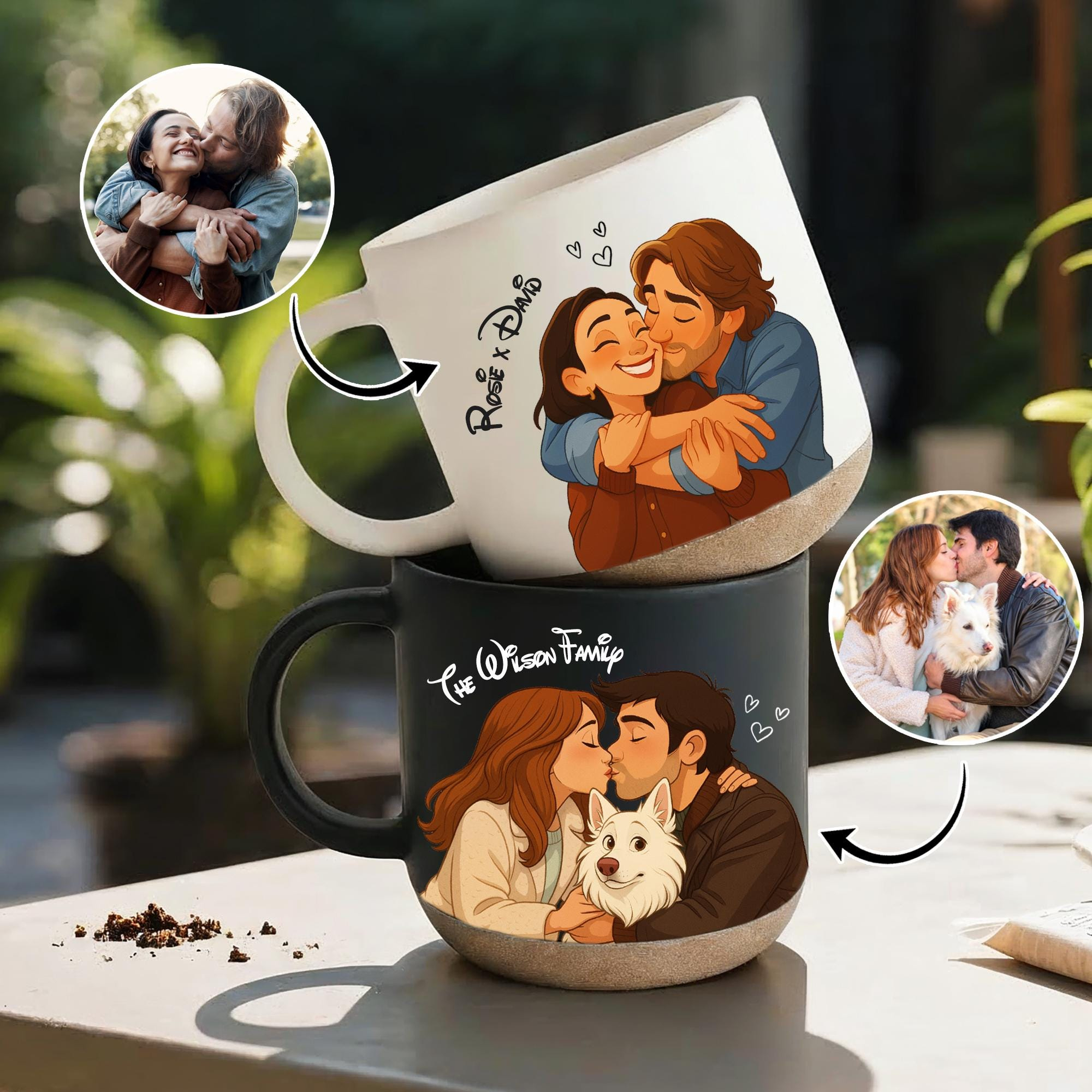 Ritratto Di Coppia Personalizzato Con Animale Domestico, Ritratto Di Gatto, Ritratto Di Cane, Arte Commemorativa Per Animali Domestici, Regalo Per Lei, Tazza Personalizzata Per La Coppia, Regalo Di Anniversario Per Lui - GiftlabIT