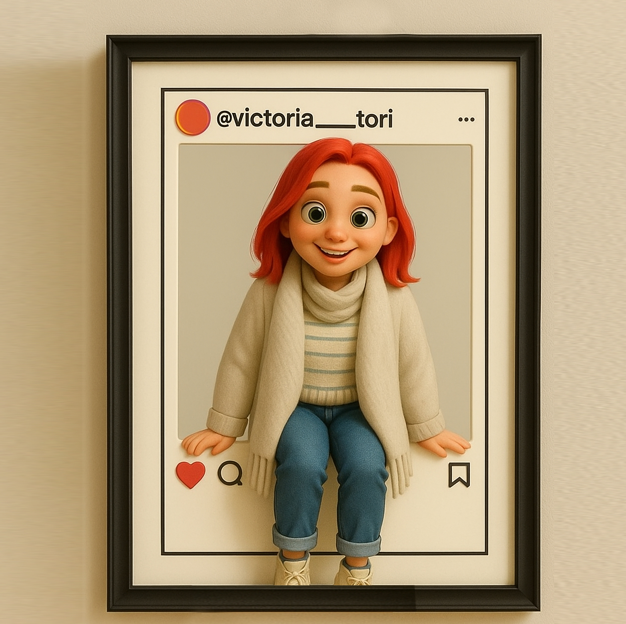 Cornice Portafoto Personalizzata Con Ritratto In Stile Cartone Animato, Stile Instagram, Regalo Per Matrimonio, Anniversario O Compleanno. - GiftlabIT
