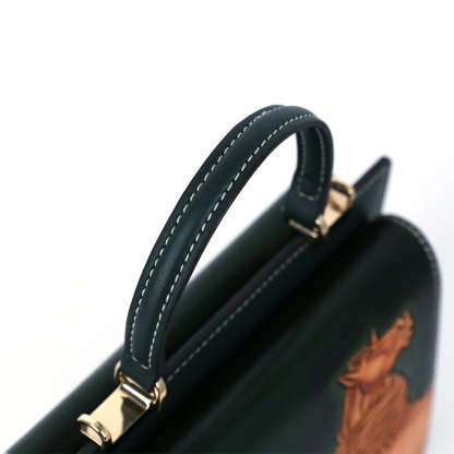 Horse Pattern Leather Carving Handmade Bag