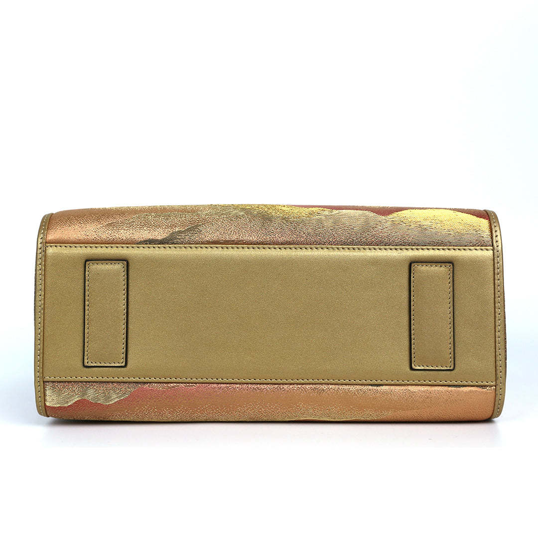 Handmade Embroidery Leather Tote Bag - Desert