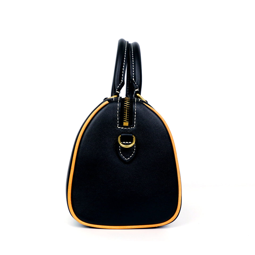 Handmade Lotus Flower Carving Crossbody Boston Bag