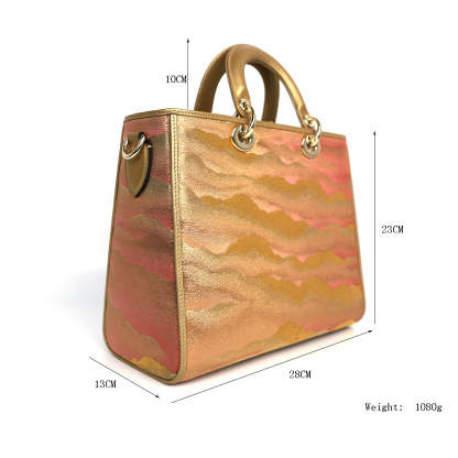 Handmade Embroidery Leather Tote Bag - Desert