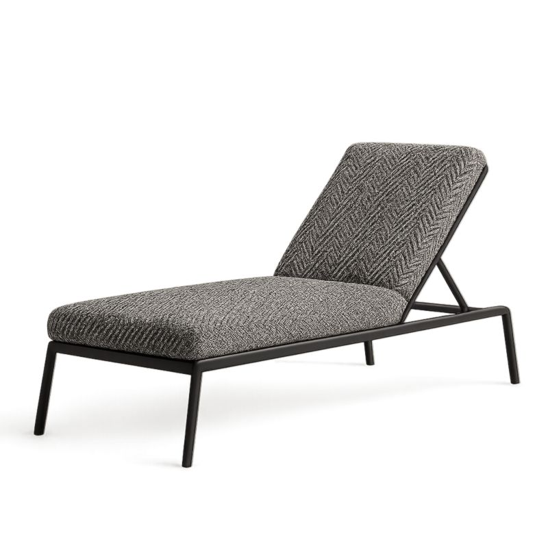 Lettino Prendisole in Acciaio e Tessuto Grigio