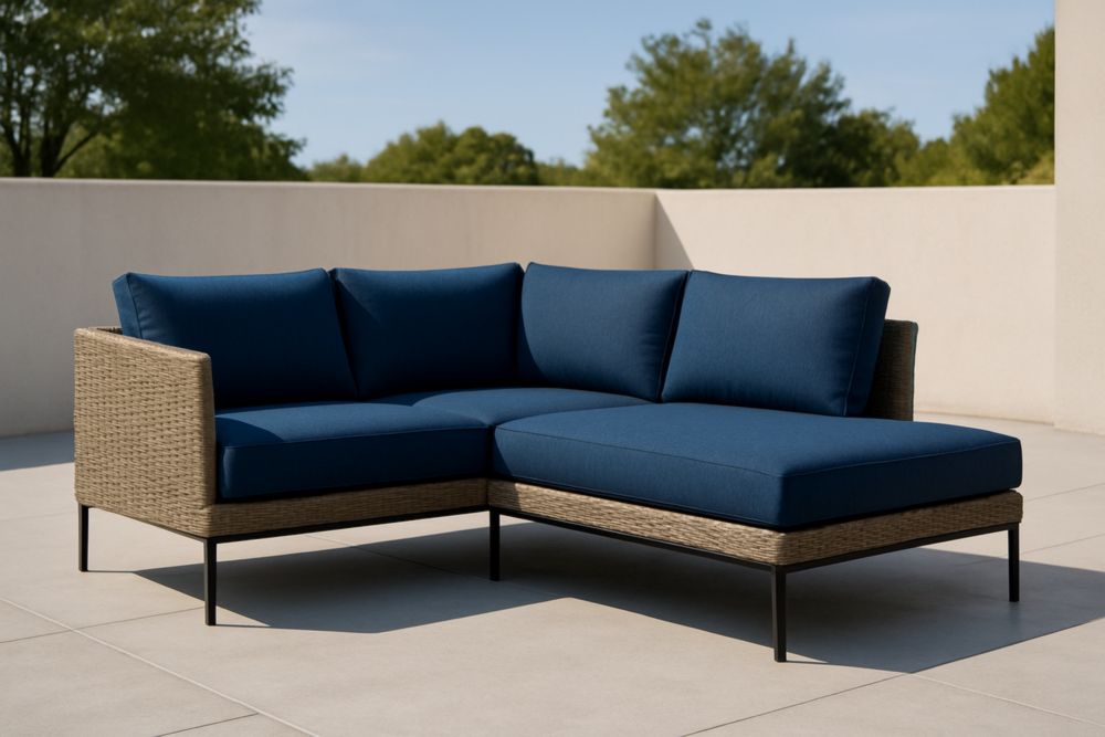 Divano ad angolo per Esterni in Rattan Sintetico Blu