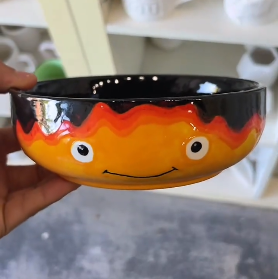 Hand-Painted Calcifer Bowl