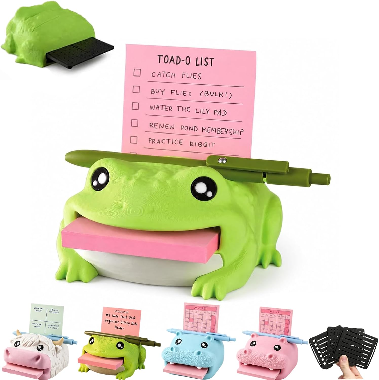 Note Toad|3D Printed Frog Sticky Note Holder with Pen Rest