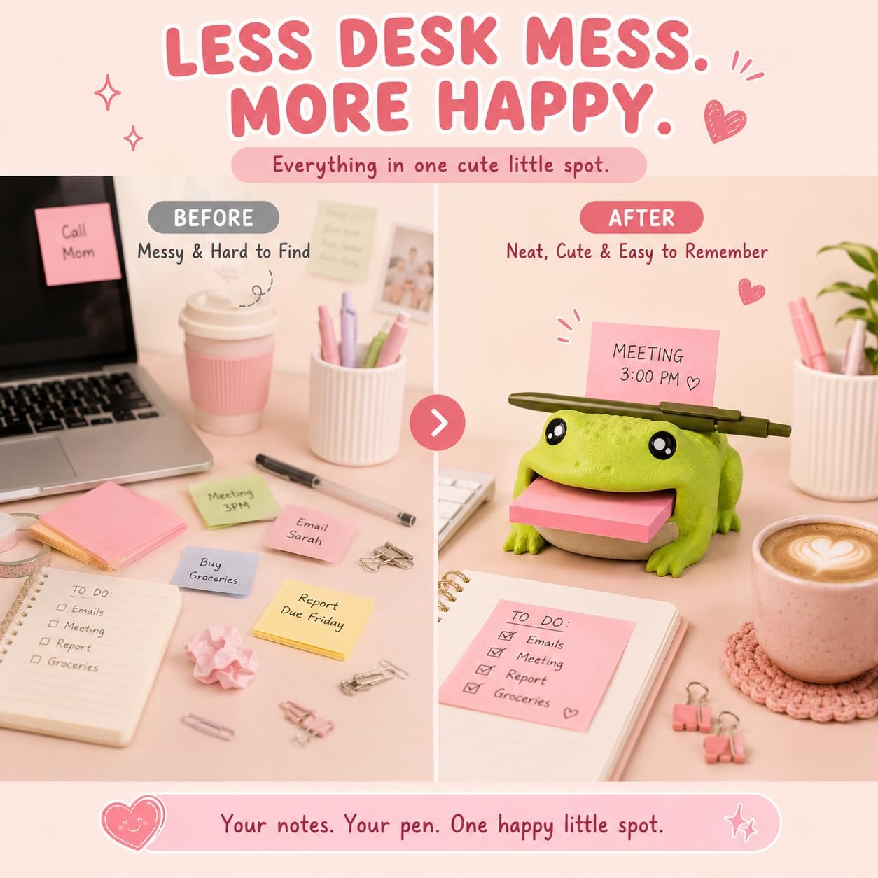 Note Toad|3D Printed Frog Sticky Note Holder with Pen Rest